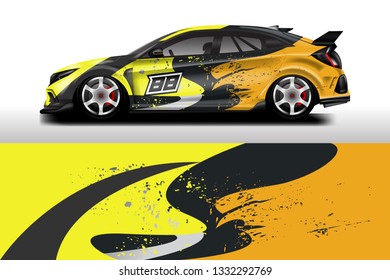 Car wrap decal design vector. Graphic abstract background kit designs for vehicle, race car, rally, livery