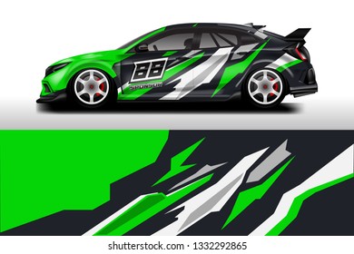 Car wrap decal design vector. Graphic abstract background kit designs for vehicle, race car, rally, livery