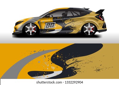 Car wrap decal design vector. Graphic abstract background kit designs for vehicle, race car, rally, livery