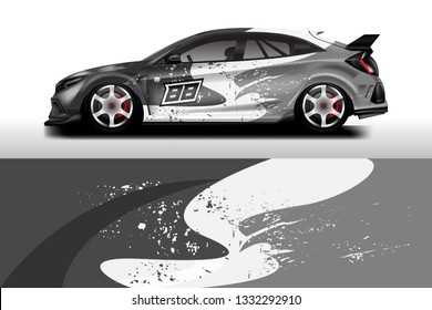 Car wrap decal design vector. Graphic abstract background kit designs for vehicle, race car, rally, livery