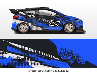 Car wrap decal design vector. Graphic abstract background kit designs for vehicle, race car, rally, livery