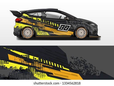 Car wrap decal design vector. Graphic abstract background kit designs for vehicle, race car, rally, livery