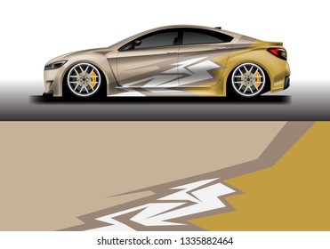 Car wrap decal design vector. Graphic abstract background kit designs for vehicle, race car, rally, livery