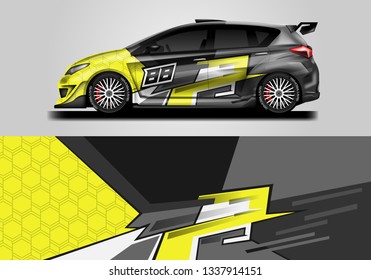 Car wrap decal design vector. Graphic racing background vehicle . Eps 10