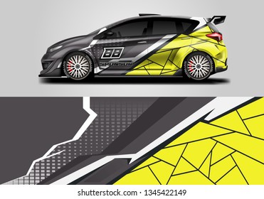 Car wrap decal design vector. Graphic racing background vehicle . Eps 10