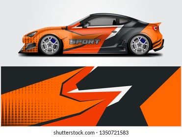 Car wrap decal design vector. Graphic abstract background kit designs for vehicle, rally, livery 