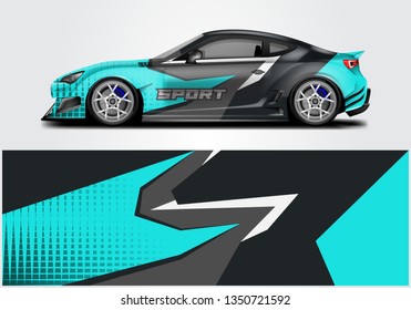 Car wrap decal design vector. Graphic abstract background kit designs for vehicle, rally, livery 