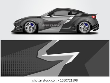 Car wrap decal design vector. Graphic abstract background kit designs for vehicle, rally, livery 