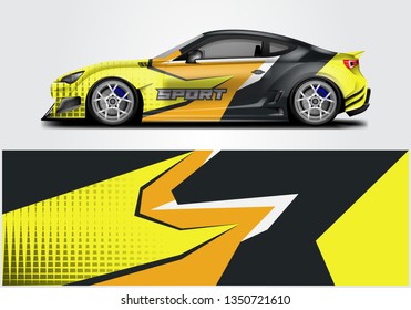 Car wrap decal design vector. Graphic abstract background kit designs for vehicle, rally, livery 
