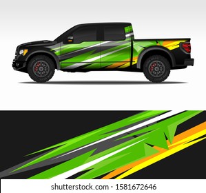 Car wrap decal design vector, for advertising or custom livery WRC style, race rally car vehicle sticker and tinting custom. 4x4 ford Raptor double cabin.