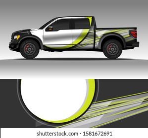 Car wrap decal design vector, for advertising or custom livery WRC style, race rally car vehicle sticker and tinting custom. 4x4 ford Raptor double cabin.