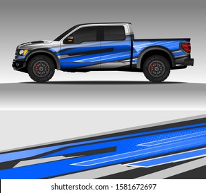 Car wrap decal design vector, for advertising or custom livery WRC style, race rally car vehicle sticker and tinting custom. 4x4 ford Raptor double cabin.