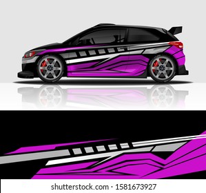 Car wrap decal design vector, for advertising or custom livery WRC style, race rally car vehicle sticker and tinting.