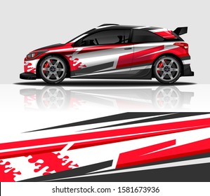 Car wrap decal design vector, for advertising or custom livery WRC style, race rally car vehicle sticker and tinting.