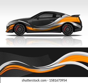 Car wrap decal design vector, for advertising or custom livery WRC style, race rally car vehicle sticker and tinting custom.