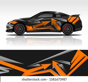 Car wrap decal design vector, for advertising or custom livery WRC style, race rally car vehicle sticker and tinting custom.