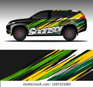 Car wrap decal design vector, custom livery race rally car vehicle sticker and tinting.