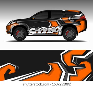 Car wrap decal design vector, custom livery race rally car vehicle sticker and tinting.