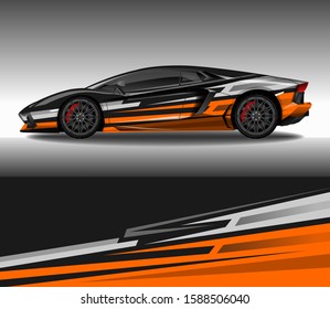 Car wrap decal design vector, custom livery race rally car vehicle sticker and tinting.