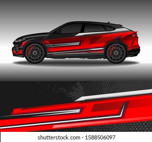 Car wrap decal design vector, custom livery race rally car vehicle sticker and tinting.
