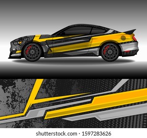 Car wrap decal design vector, custom livery race rally car vehicle sticker and tinting.