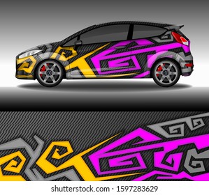 Car wrap decal design vector, custom livery race rally car vehicle sticker and tinting.