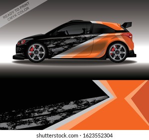 Car wrap decal design vector, custom livery race rally car vehicle sticker and tinting.