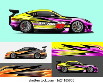 Car wrap decal design vector, custom livery car vinyl sticker