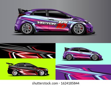 Car wrap decal design vector, custom livery car vinyl sticker