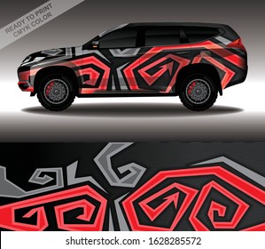 Car wrap decal design vector, custom livery race rally car vehicle sticker and tinting.