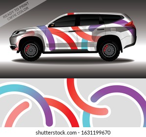 Car wrap decal design vector, custom livery race rally car vehicle sticker and tinting.