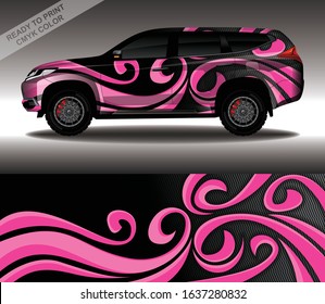 Car wrap decal design vector, custom livery race rally car vehicle sticker and tinting.