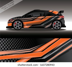 Car wrap decal design vector, custom livery race rally car vehicle sticker and tinting.