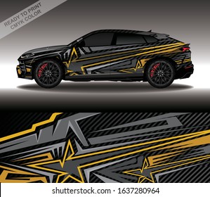 Car wrap decal design vector, custom livery race rally car vehicle sticker and tinting.