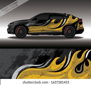 Car wrap decal design vector, custom livery race rally car vehicle sticker and tinting.