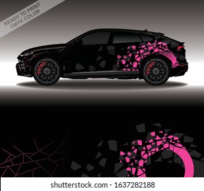 Car wrap decal design vector, custom livery race rally car vehicle sticker and tinting.