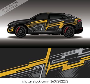 Car wrap decal design vector, custom livery race rally car vehicle sticker and tinting.
