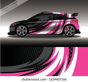 Car wrap decal design vector, custom livery race rally car vehicle sticker and tinting.
