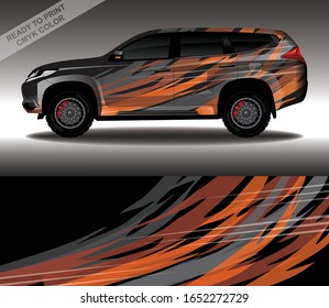 Car wrap decal design vector, custom livery race rally car vehicle sticker and tinting.