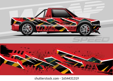 Vector de diseño de decal de envoltura de Camión. Diseño gráfico de fondo abstracto para vehículos, camión de carreras, rally, livery, deporte.