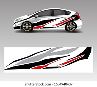 Car wrap decal design vector. Graphic abstract racing designs for vehicle, rally, race, adventure template design vector