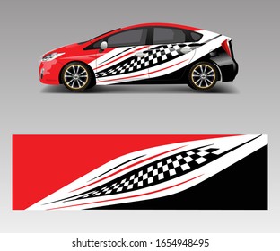 Car wrap decal design vector. Graphic abstract racing designs for vehicle, rally, race, adventure template design vector