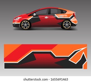 Car wrap decal design vector. Graphic abstract racing designs for vehicle, rally, race, adventure template design vector