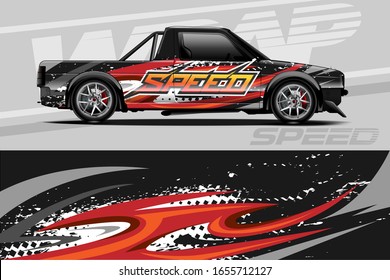 Car wrap decal design vector. Graphic abstract background kit designs