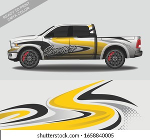 Vector de diseño de la envoltura de Camión, adhesivo y tintado de vehículos de camión de carrera de la carrera de la livina personalizada.