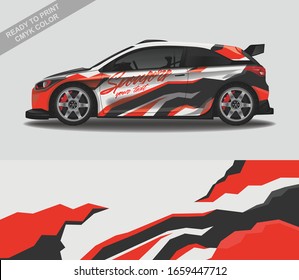 Car wrap decal design vector, custom livery race rally car vehicle sticker and tinting.