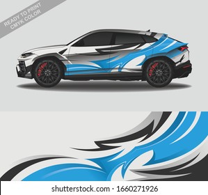 Car wrap decal design vector, custom livery race rally car vehicle sticker and tinting.