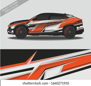 Car wrap decal design vector, custom livery race rally car vehicle sticker and tinting.