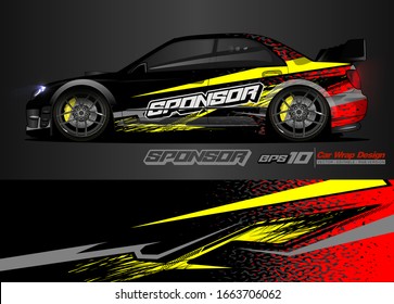 Car wrap decal design vector. abstract Graphic background kit designs for vehicle, race car, rally, livery, sport car