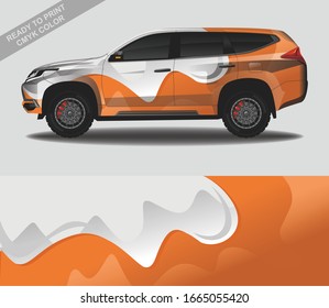 Car wrap decal design vector, custom livery race rally car vehicle sticker and tinting.